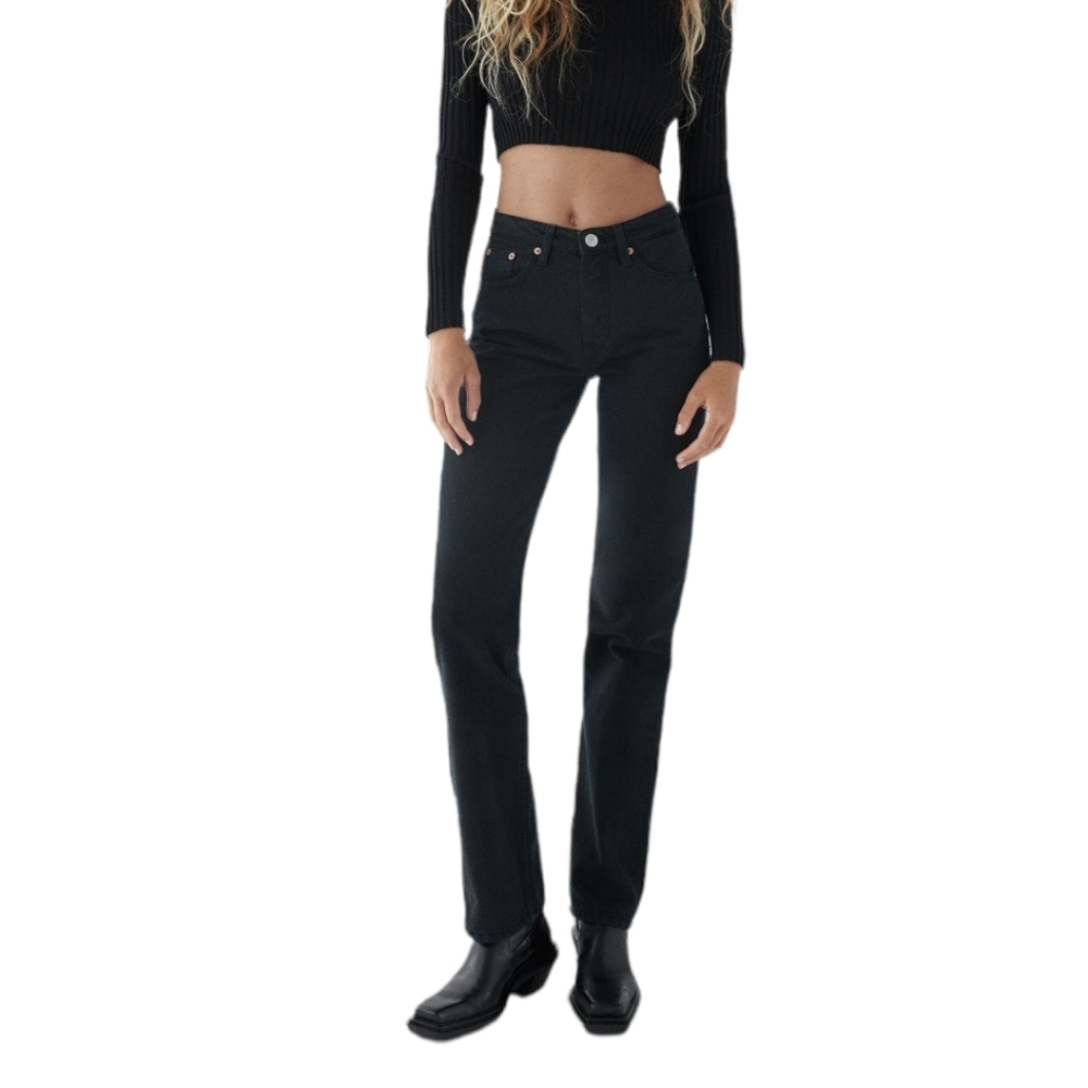 Zara Black Straight Leg Jeans for Women